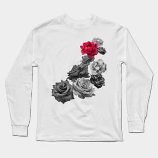 Black and white and a red rose Long Sleeve T-Shirt